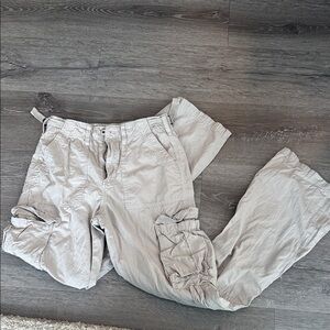 Bershka Beige Cargo Straight Pants